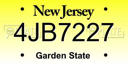 4JB7227 New Jersey License Plate