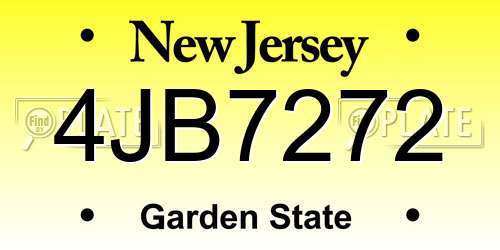 4JB7272 New Jersey License Plate