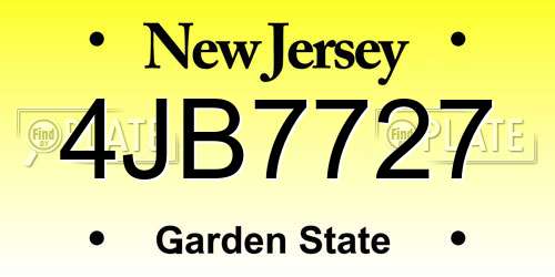 4JB7727 New Jersey License Plate