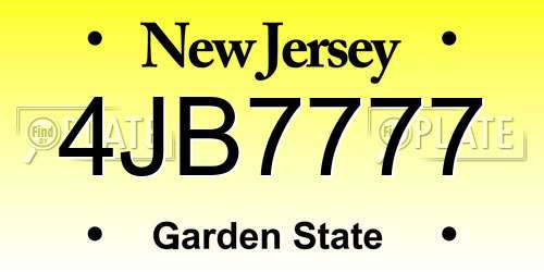 4JB7777 New Jersey License Plate
