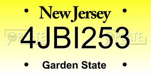 4JBI253 New Jersey License Plate