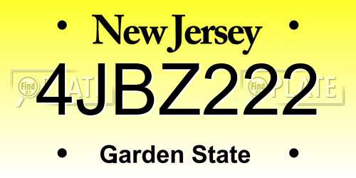 4JBZ222 New Jersey License Plate