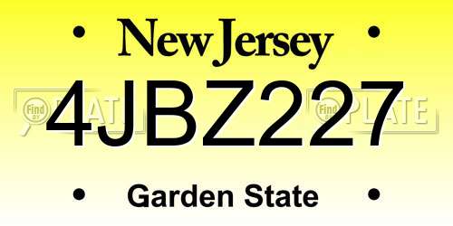 4JBZ227 New Jersey License Plate