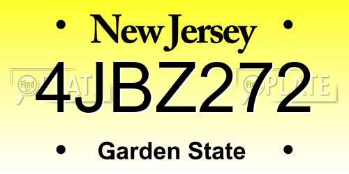4JBZ272 New Jersey License Plate