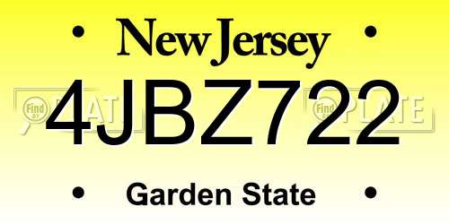 4JBZ722 New Jersey License Plate