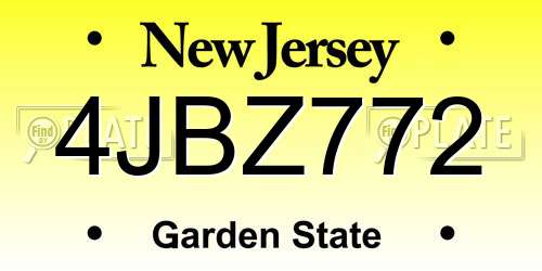 4JBZ772 New Jersey License Plate