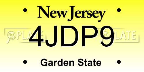 4JDP9 New Jersey License Plate