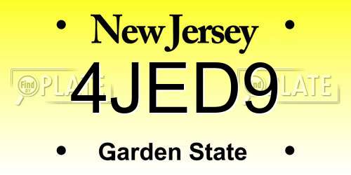 4JED9 New Jersey License Plate