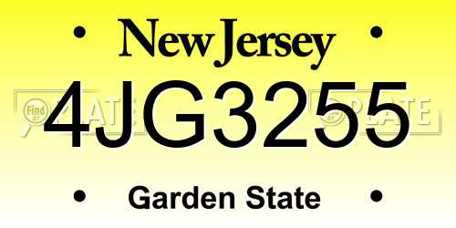 4JG3255 New Jersey License Plate
