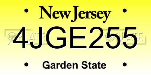 4JGE255 New Jersey License Plate