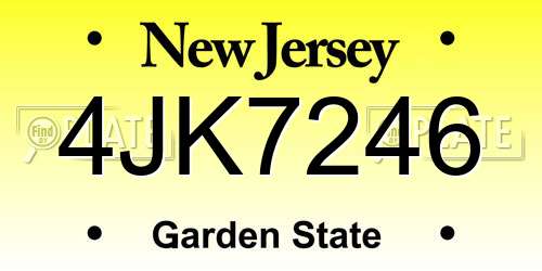 4JK7246 New Jersey License Plate