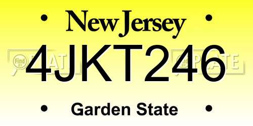 4JKT246 New Jersey License Plate