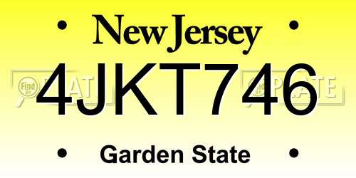 4JKT746 New Jersey License Plate