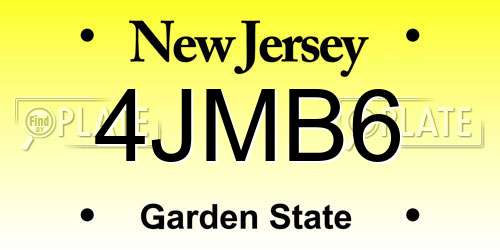 4JMB6 New Jersey License Plate