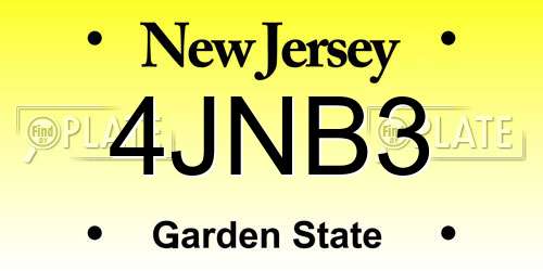 4JNB3 New Jersey License Plate