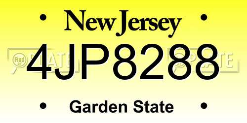 4JP8288 New Jersey License Plate