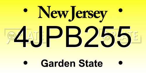 4JPB255 New Jersey License Plate