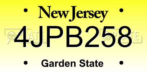 4JPB258 New Jersey License Plate