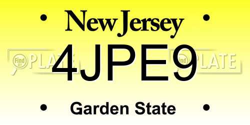 4JPE9 New Jersey License Plate