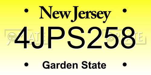 4JPS258 New Jersey License Plate