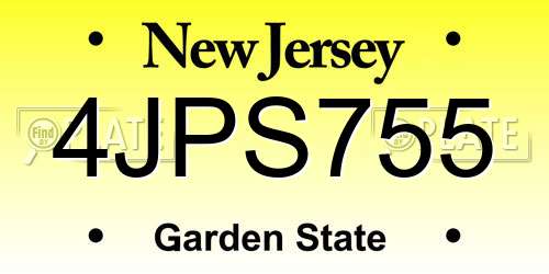 4JPS755 New Jersey License Plate
