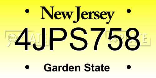 4JPS758 New Jersey License Plate