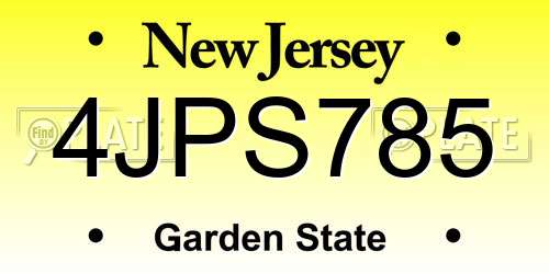 4JPS785 New Jersey License Plate