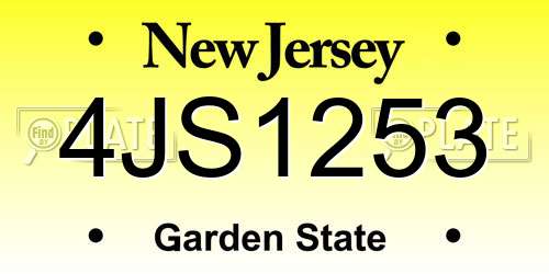 4JS1253 New Jersey License Plate
