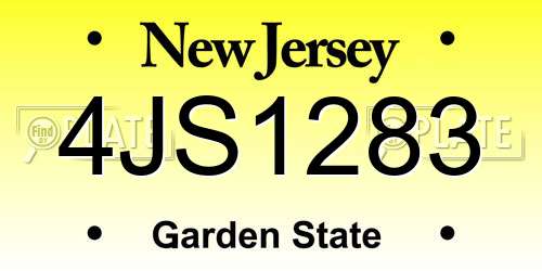4JS1283 New Jersey License Plate