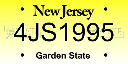 4JS1995 New Jersey License Plate