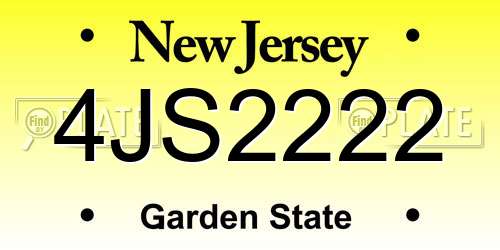 4JS2222 New Jersey License Plate