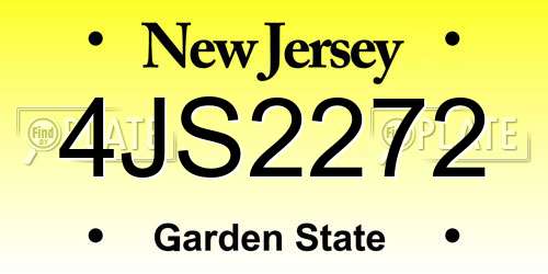 4JS2272 New Jersey License Plate