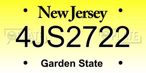 4JS2722 New Jersey License Plate
