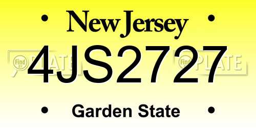 4JS2727 New Jersey License Plate