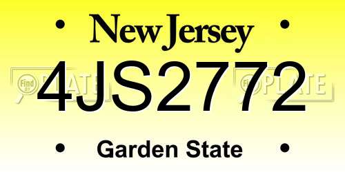 4JS2772 New Jersey License Plate