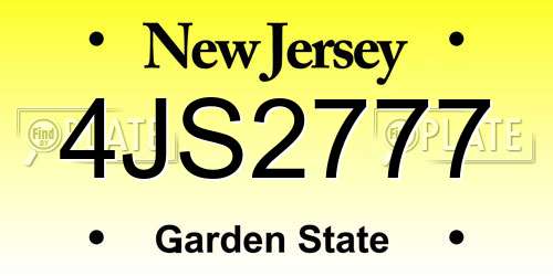 4JS2777 New Jersey License Plate