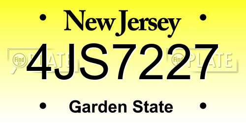 4JS7227 New Jersey License Plate
