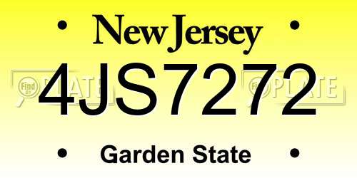 4JS7272 New Jersey License Plate