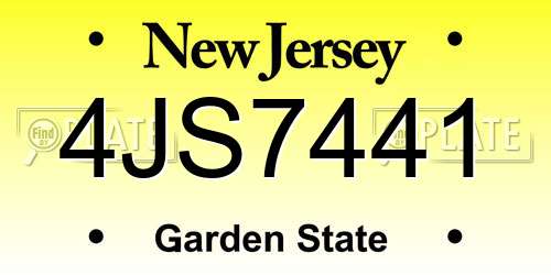 4JS7441 New Jersey License Plate