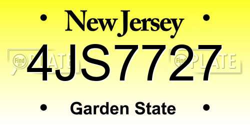 4JS7727 New Jersey License Plate