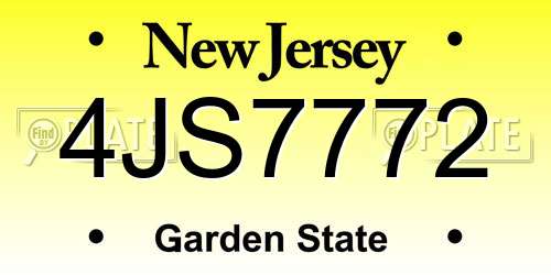 4JS7772 New Jersey License Plate