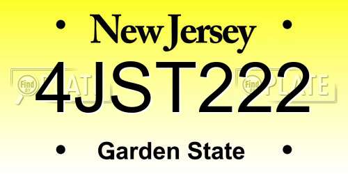 4JST222 New Jersey License Plate