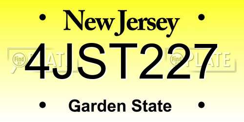 4JST227 New Jersey License Plate