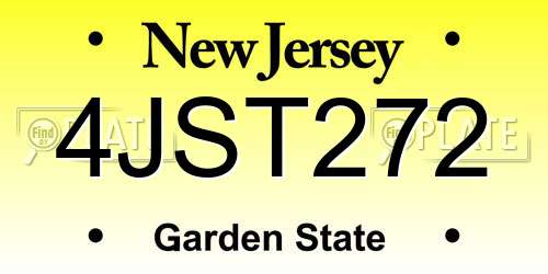 4JST272 New Jersey License Plate