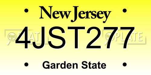 4JST277 New Jersey License Plate