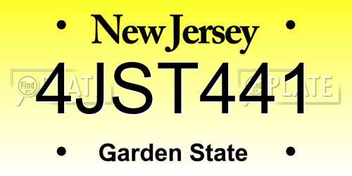 4JST441 New Jersey License Plate