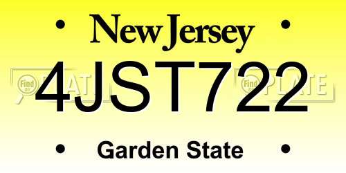 4JST722 New Jersey License Plate