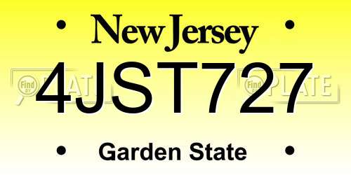 4JST727 New Jersey License Plate