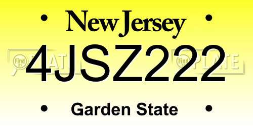 4JSZ222 New Jersey License Plate