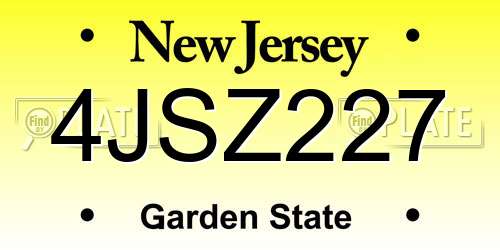 4JSZ227 New Jersey License Plate